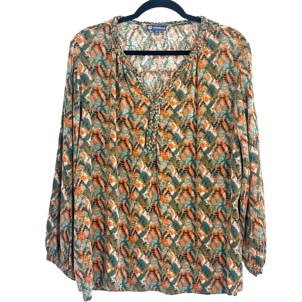 Democracy Colorful Patterned Blouse - image 2